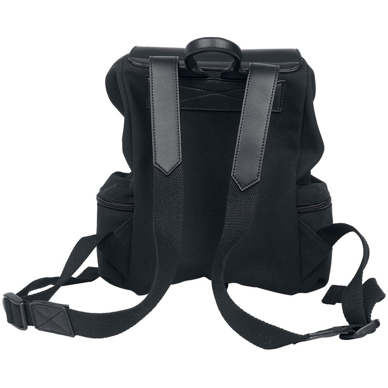 Banned Moloch Pentagram Backpack Batwing Gothic Faux Leather Canvas Bag,