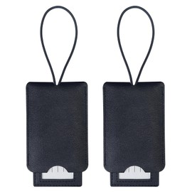 Gloppie 2 Pack Luggage Tags for Suitcases Travel Bag PU Leather Luggage Tags with Privacy Cover Black