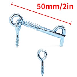Surf turtle Safety Hook and Eye Latch 5PCS 2 Inch Wire Gate Hook and Eye Safety Latch with Spring Lock for Family, Farm Or Camping Trailer