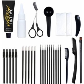 Kit de cejas permanentes Set de coloreado de cejas Tinte para cabello con cepillo de mezcla peine para cejas tijeras pinceles Herramientas de maquillaje para cejas para uso en casa y salone