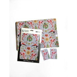 Cuttle PRINTS - Luxury Eco Wrapping Paper | Multiple designs, 5 sheets + 5 tags, birthday, gifts, presents, gift wrap, crafts, large, art, Morris (Dance of the Flaminos, Five sheets + five tags)