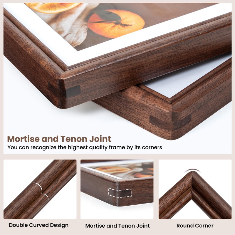 RICHFOCUS 8.5x11 Picture Frame, Natural Solid Walnut Wood Picture Frame