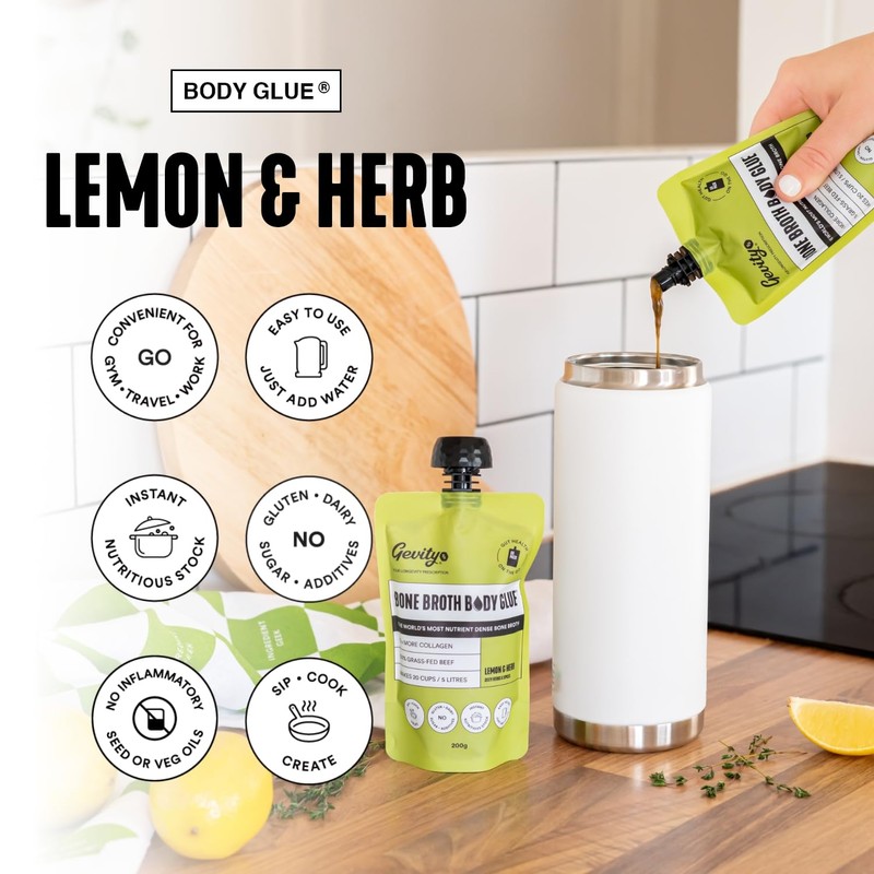 Gevity Rx Bone Broth Body Glue- LEMON & HERB, Go