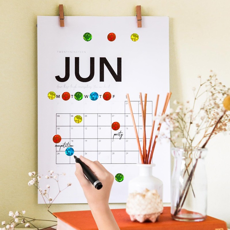 EUZUXU Pack of 3520 Shiny Colourful Circle Dot Stickers Sparkle
