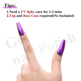 Imtiti Chrome Nail Powder with Black Gel Nail Polish Kit, 1g Purple Aurora Meatllic Mirror Effect Shimmer Powder and10ML Black Gel Polish for UV Nails Art DIY Kit