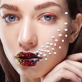 Face Gems Stickers, 900 15-Color Acrylic Rhinestone Face Jewels and 165 Lip Gloss Gemstone Stickers With Tweezers
