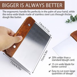 DAWRIS Premium Dough Card Dough Scraper Made of Stainless Steel 15 cm Large with Wooden Handle - Baking, Accessories, Sourdough