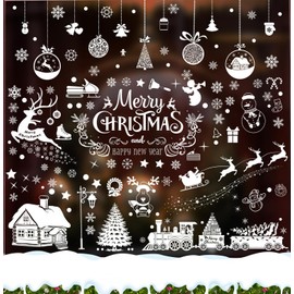 236 Pieces Window Stickers Christmas Window Decoration Christmas Snowflakes White Window Stickers Christmas Decoration Winter Decoration Gifts