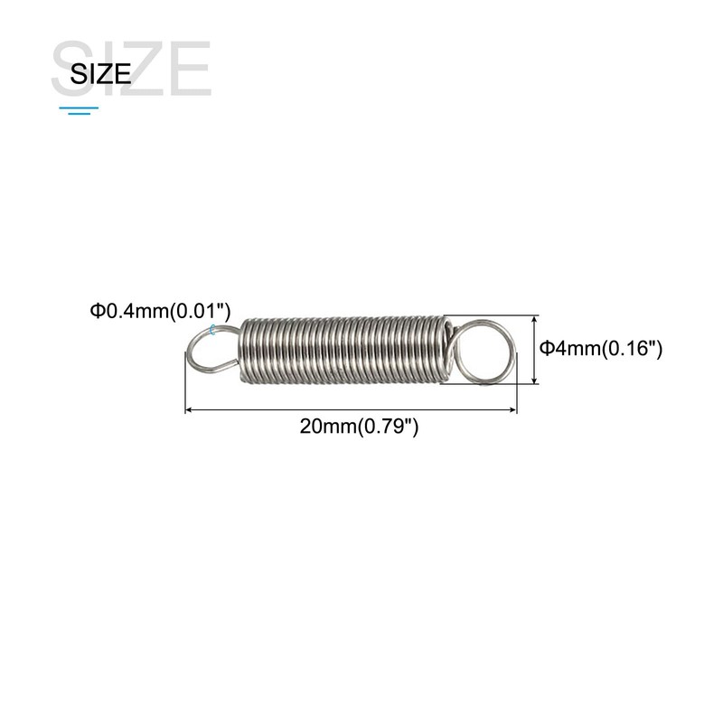 METALLIXITY Extension Spring 0.4x4x20mm 5pcs Stainless Steel Tension Spring Wire