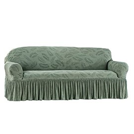 Collections Etc Leaf Design Ruffle Border Stretch Furniture Cover