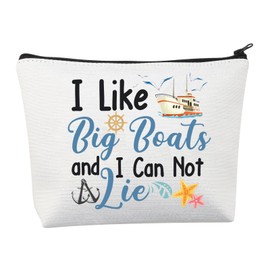 Cruise Makeup Bag Cruise Gifts for Boating Lovers Cruise Trip Gift I Like Big Boats And i Can Not Lie Boat Zipper Pouch Bag, eyelash makeup bag, Makeup Bag
