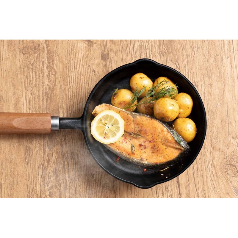 Shigaki 4453 Iron Casting, Skillet, Wooden Handle, 5.9 inches (15