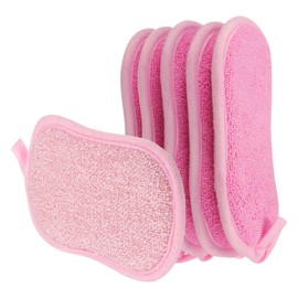 sourcing map Multipurpose Kitchen Dish Sponge Scrubber, 5 Pcs Non Scratch Microfiber Sponges Scouring Pads Sponges Scrub for Washing Dishes Cleaning Kitchen, Pink