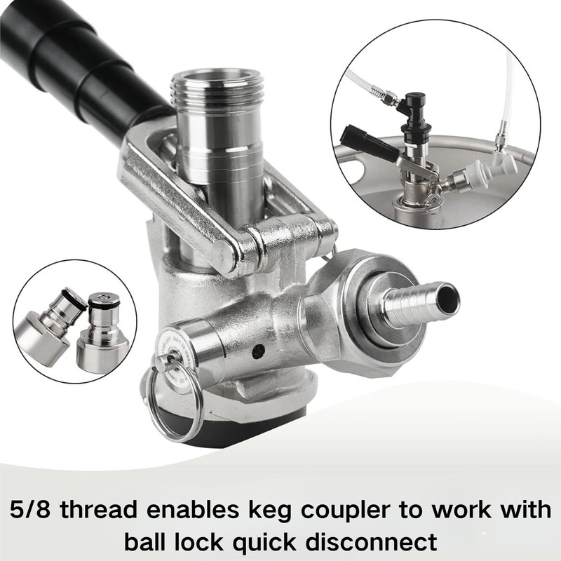 GOVNPJ D System Keg Coupler, Beer Kegerator Tap with Pressure