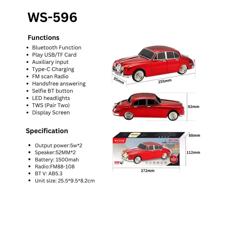 Wireless Speaker with Rechargeable Battery/ Car elegant Design/ FM RADIO/