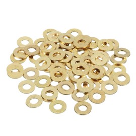 sourcing map 110 Pack Brass Flat Washer, M4 Copper Washers Crush Washer Kit Assortment, 4mm ID, 9mm OD, 0.8mm Thick for Bolts Screws Machinery Repair, Outdoor Construction