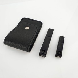 Nail Clippers 2PCs Nail Cutter Set with Leather Pouch Stainless Steel Fingernails Toenails Clippers for Men Women Nail Clipping Kit, 2 Count (Pack of 1)