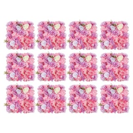 RocoReny 12Pcs Artificial Flower Wall Panel,3D 15" X 15" Silk Rose Mat Artificial Flower Wall,Decorative Backdrop Flower Panels Wall for Wedding Party Stage Baby Shower Decor (White,Pink,Purple)