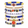 YAHPERN 7 Pack Basketball Bracelets for Women Stackable Heishi Beaded