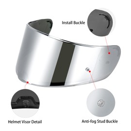 MXJ Gear Strada 2 Visor for Sedici Strada 2 and for Strada 3 Face Shield Helmet Visor Accessories for FT2 VECTOR FF801 FF397 (Chrome Silver)