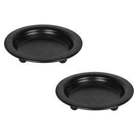 Beeutik Matte Black Candle Holder Set of 2, Iron Plate Candle Stand for Pillar Candles, 4.33 Inch Metal Candle Tray for Wedding Home Decor Table Centerpiece