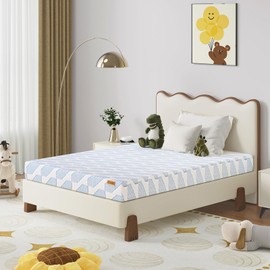 6 Inches Thickness Twin Mattress Removable Washable Cover Cooling Memory Foam Medium Feeling Green Tea Gel Mattress in a Box with CertiPUR-US for Kids,Bunk Bed, Trundle (Blue+White, Twin, 6, Inches)