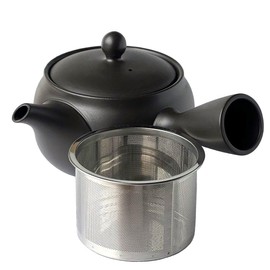 Landscape.com Tokoname Ware Teapot, 10.1 fl oz (310 ml), Black, Super Stainless Steel Tea Strainer, 215s, Made in Japan