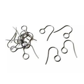 Unbranded 50 pcs 304 Stainless Steel Earring Hooks – 19mm - 6mm Large Loop - Gunmetal