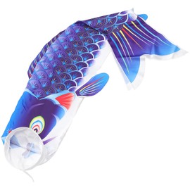 UPKOCH Japanese Windsock Carp Fish Gold Wind Streamer Fish Deer Flag Koinobori Hanging Decoration for Dragon Boat Festival Garden Sushi Bar Izakaya Bedroom Blue 1 m