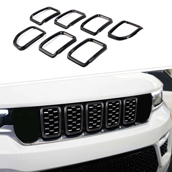 Aftermarket Branded 7x Black Car Front Grille Frame Inserts Protector