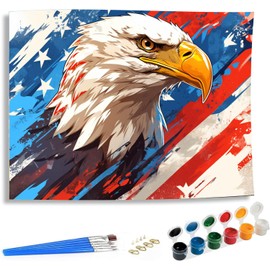 SKRYUIE Paint by Numbers Kit for Adults Beginner Eagle, Acrylic Flag Oil Painting by Numbers Kits with PaintBrushes Paintwork Art Crafts Canvas for Home Decor 16x20 inch a3