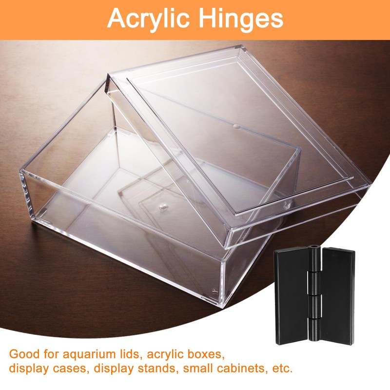 sourcing map 12Pcs Acrylic Hinges, 1.8 x 1.5 Inch Mini