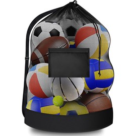Extra Large Ball Bag, 76 x 102 cm Ball Net for 10 Balls-15 Balls, Ball Bag Football with Drawstring and Shoulder Strap, Large Ball Net Bag, Ball Net Bag for Football, Basketball, Volleyball, Rugby