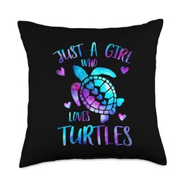 Just a Girl who Loves Turtles TS Co. Just a Girl Who Loves Galaxy Space Sea Turtle Lover Throw Pillow, 18x18, Multicolor