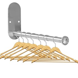 Qlfecle - Percha de ropa de acero inoxidable de 2 secciones, organizador de almacenamiento retráctil para ahorrar espacio, organizador de...