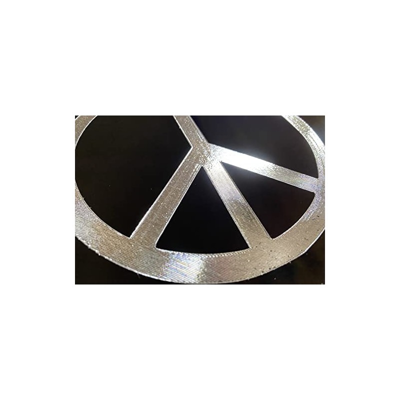Engraved Peace Sign Car Tag Diamond Etched Silver on Black