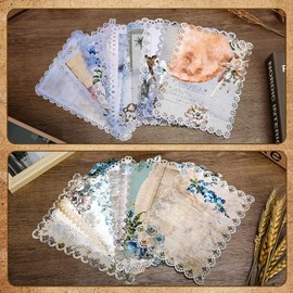 60 hojas de papel de papelería texturizado, paquete de 6 hojas de papel clásico con bordes de encaje, juego surtido para adornos de álbumes de recortes, escritura de letras, suministros de diario