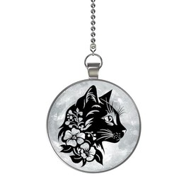 Gotham Decor Moon Flower Cat Glow in The Dark Ceiling Fan and Light Pull Chain Single Sided