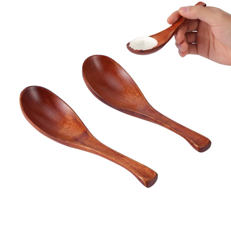Wooden Soup Spoon 2pcs, Japanese Ramen Soup Spoons 6.1 inches