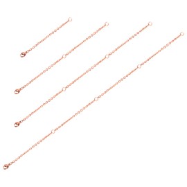 NQEUEPN 4pcs Necklace Extenders, 4 Sizes Extension Chains for Jewelry, Bracelet Anklet Necklace Chain Extender with Lobster Buckle Connector Chains Set for DIY Jewelry Crafts (Rose Gold)