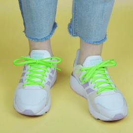 Stepace [2 Pairs Half Round Shoe Laces 1/4" Width 30"-72" Length 22 Color Oval Shoelaces Neon Green 48"(122 cm)