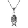 Spiritual Essence Christian Fish Swirl Cross .925 Sterling Silver Pendant