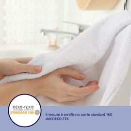 Set of 2 Bath Towels 450 gsm Cotton Terry Towels, 110 x 60 cm + 60 x 40 cm, Soft to the Touch, Made in Italy, Plain White