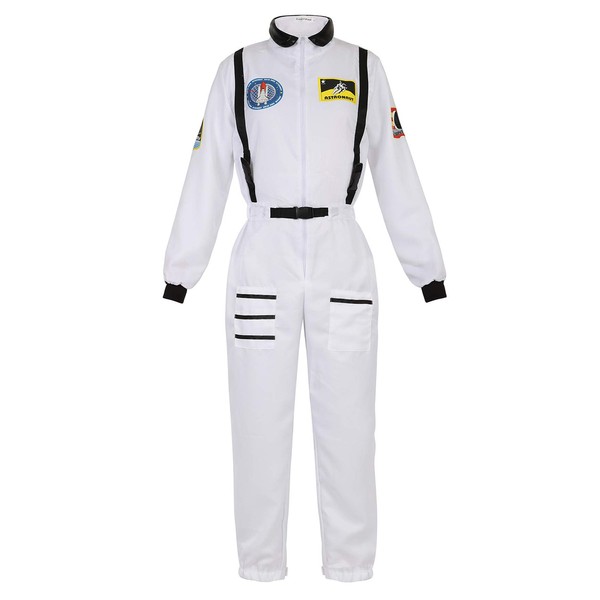 Lehauya Astronaut Costume Women Adult White Space Suit Astronaut Jumpsuit