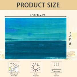 Blue White Ocean Oil Painting Placemats Set of 6,Table Mats Non-Slip Heat Resistant Washable Placemat for Party Kitchen Dining Table Decoration Indoor Outdoor