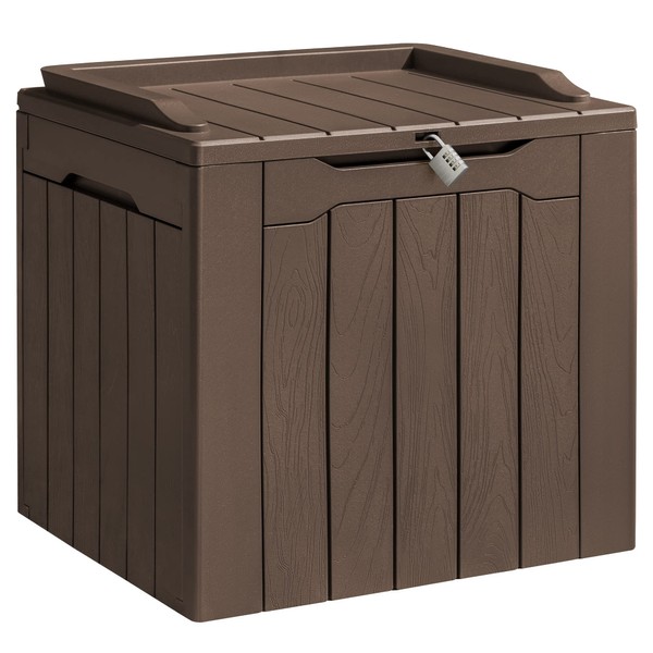 Homall 31 Gallon Resin Deck Box Waterproof Outdoor Storage with Padlock Indoor Outdoor Organization and Storage Container for Patio Furniture Cushions, Pool Toys, Garden Tools (Dark Brown)