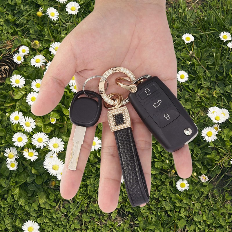 AMIR Microfiber Leather Wristlet Keychain, 2 Pack, Anti-Lost D Ring,