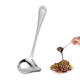 CathyKezian Ladle, Stainless Steel, Total Length 7.9 inches (20 cm), Serving Spoon, Easy to Clean, Dressing Spout Included, Stainless Steel, Sanitary, Durable, Dishwasher Safe, Cookware, Rust