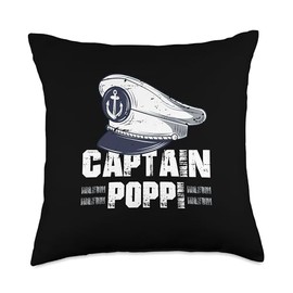 Captain Poppi Sailing Captain Hat Boat Owner Boating Sailer Throw Pillow