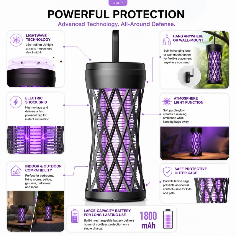 Electric Mosquito Zapper Lamp for Indoor & Outdoor Use –
